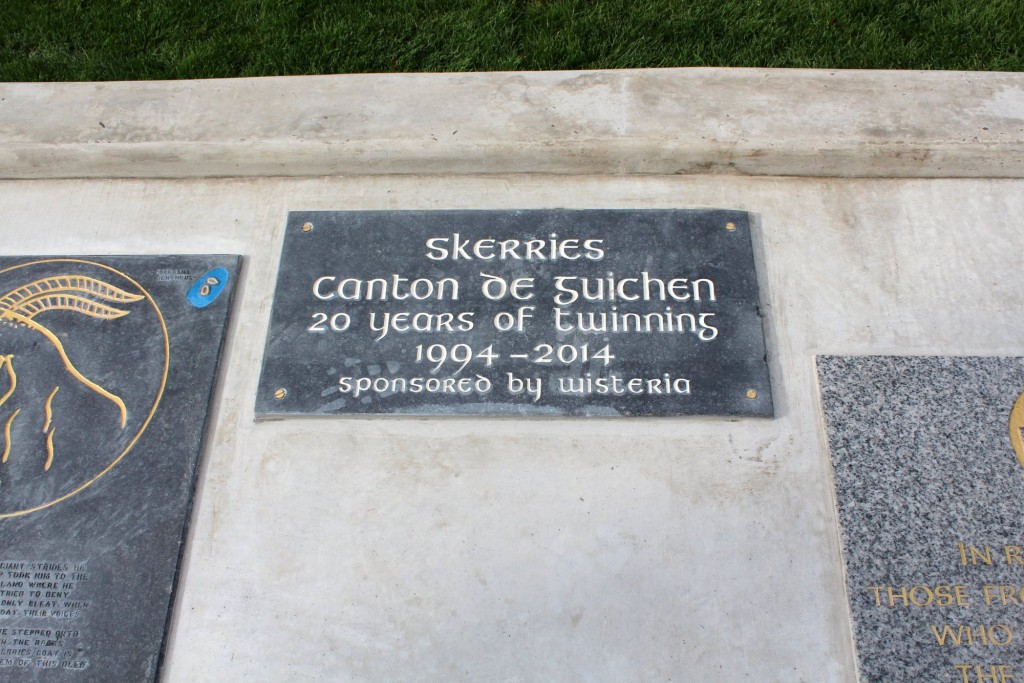 commemorative plaque in Floraville Park, Skerries