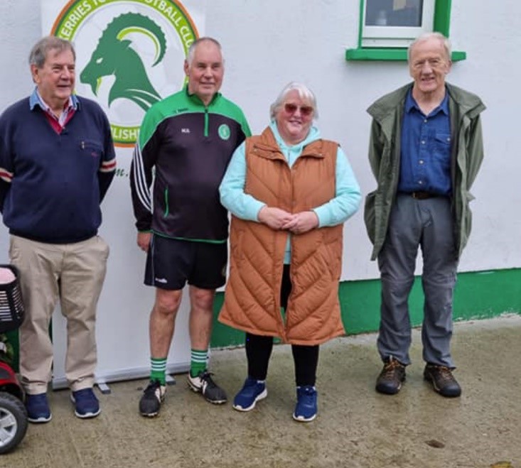 Jim Quigley 2021 Award Winners Michael (Mick) and Noeleen Bolger, with Michael McKenna (SCA) and Owen O'Brien Skerries Town Football Club